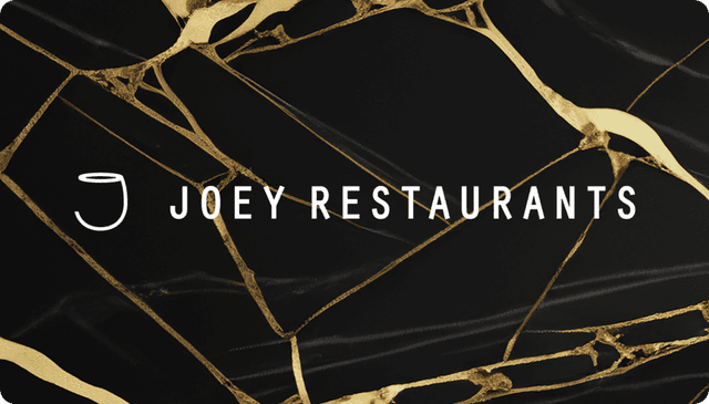 Black and gold marble front of JOEY gift cards
